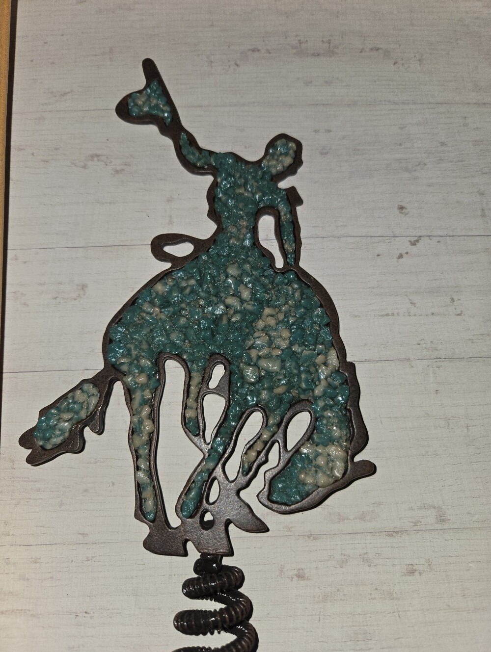 Turquoise Western Bronc Rider Metal Tree Topper
